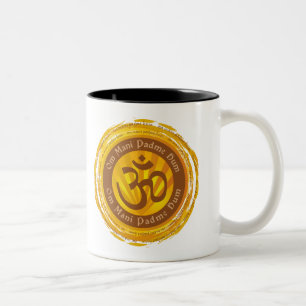 Tibetanische Beschwörungsformel mit Om-Symbol Zweifarbige Tasse