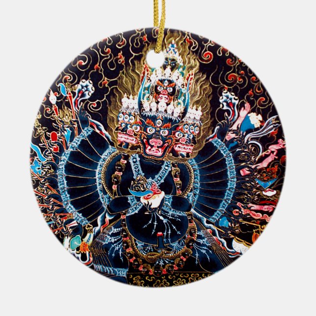 Tibetanische buddhistische Kunst (Chemckok Heruka) Keramik Ornament (Vorne)