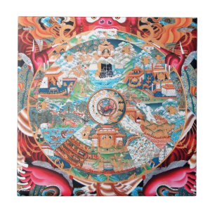 Tibetanische buddhistische Kunst (Rad des Lebens) Fliese