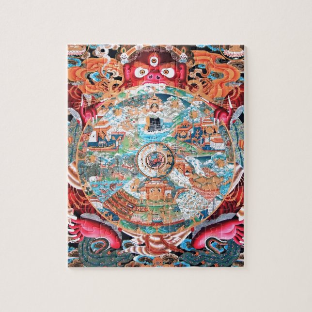Tibetanische buddhistische Kunst (Rad des Lebens) Puzzle (Vertikal)