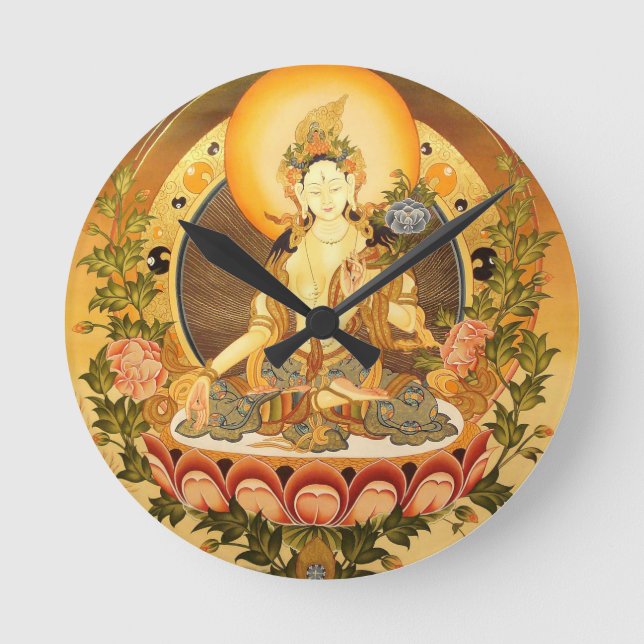 Tibetanische buddhistische Kunst Runde Wanduhr (Vorderseite)