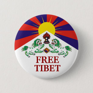 Tibetanische Flagge, FREI, TIBET Button