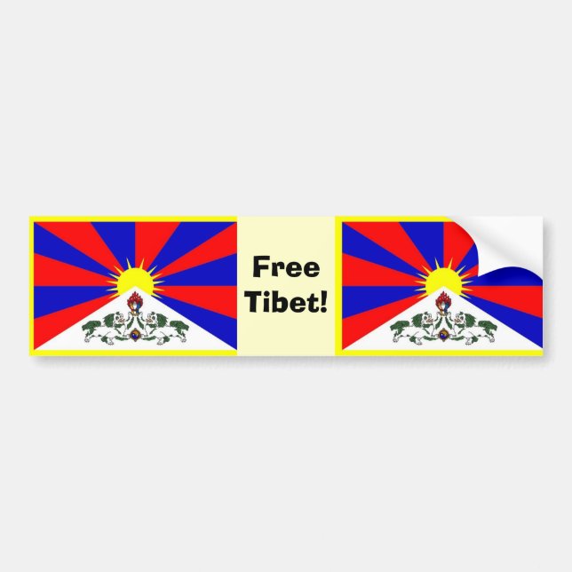 Tibetanische Flagge - freies Tibet! Autoaufkleber (Vorne)