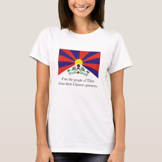 Tibetanische Flagge, geben die Leute von Tibet T-Shirt (Vorderseite)