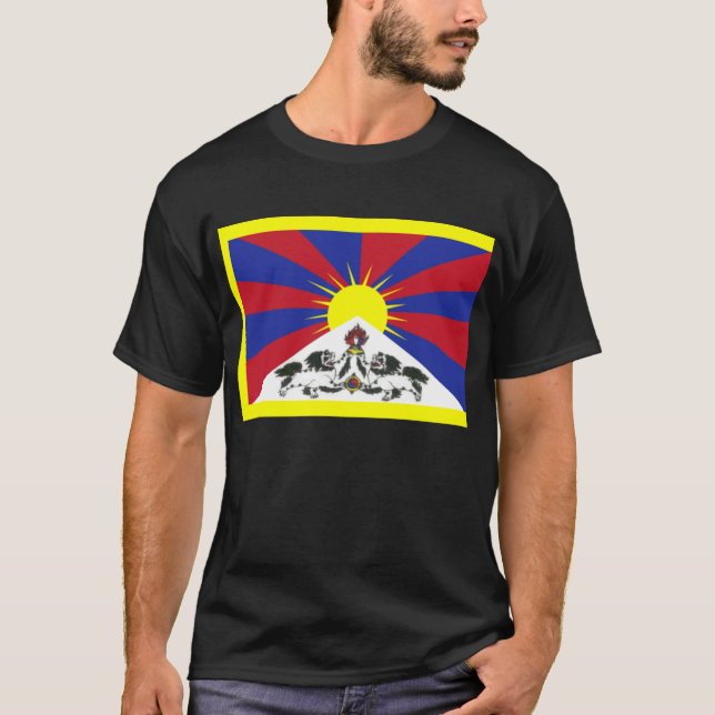 Tibetanische Flagge + OM Mani T-Shirt (Vorderseite)