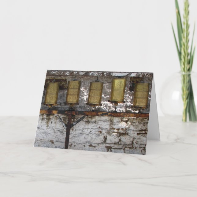 Tibetanische Gebetsrad-Grußkarte (freier Raum nach Karte (Vorderseite)