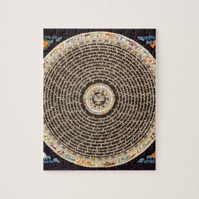 Tibetanische Mandala-Kunst (Schwarzes u. Gold) Puzzle (Vertikal)