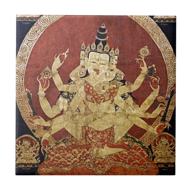 TIBETANISCHE THANGKA KUNST FLIESE (Vorderseite)