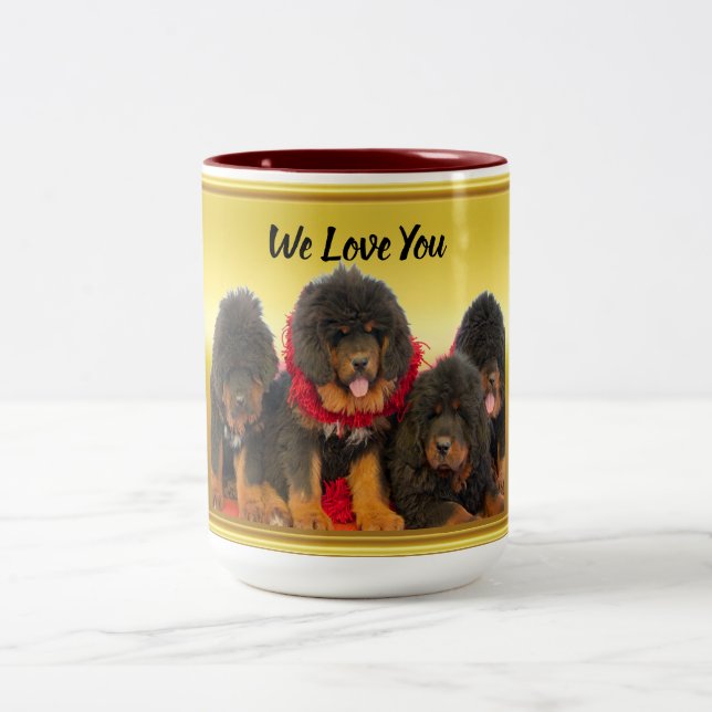 Tibetanischer Mastiff-Brown-Welpen wir Liebe Sie Zweifarbige Tasse (Mittel)