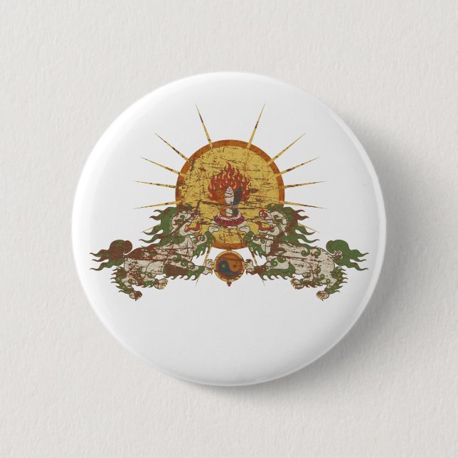 Tibetanischer Schnee-Löwe Button (Vorderseite)