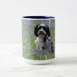 Tibetanischer Terrier-Tasse Zweifarbige Tasse<br><div class="desc">Tibetanischer Terrier-Tasse,  Bluebells,  Frühjahr,  Hund,  Welpe,  Tibetaner,  kleiner Hund,  Maddie</div>