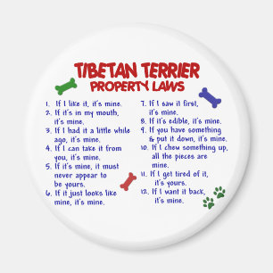 TIBETANISCHES TERRIER-Eigentums-Gesetze 2 Magnet