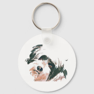 Tibetanisches Terrier-Porträt Schlüsselanhänger