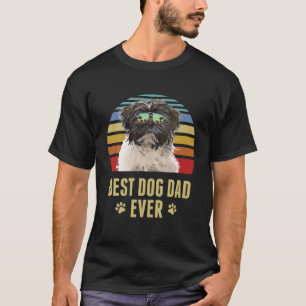 Tibeter Terrier Best Dog Vater je Retro Sunset T-Shirt