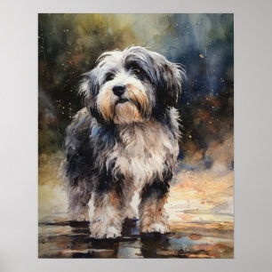 Tibeter Terrier Dog Art Print Poster