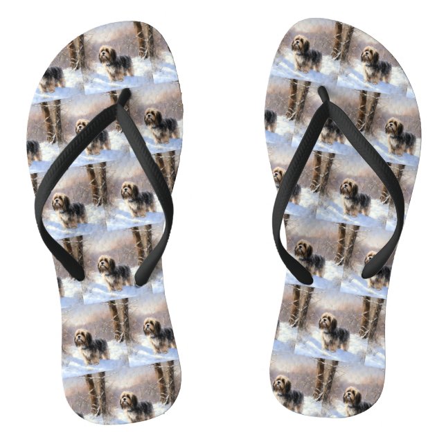 Tibeter Terrier Let It Snow Weihnachten Flip Flops (Fußbett)