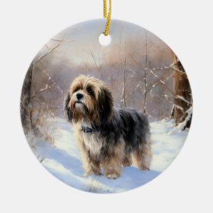 Tibeter Terrier Let It Snow Weihnachten Keramik Ornament