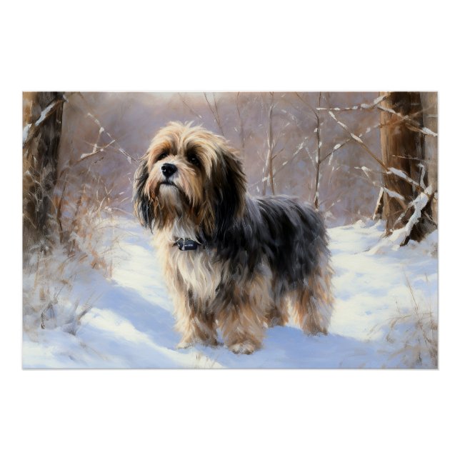 Tibeter Terrier Let It Snow Weihnachten Poster (Vorderseite)