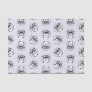 Tibeter Terrier Painting Black and White Dog Art Seidenpapier