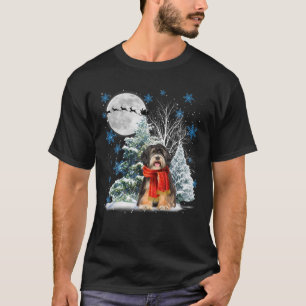 Tibeter Terrier Under Moonlight Snow Christmas Paj T-Shirt
