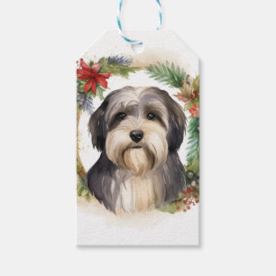 Tibeter Terrier Weihnachtskranz Festliche Jungfrau Geschenkanhänger