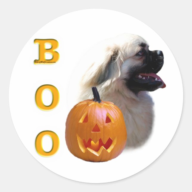 Tibetisch-Spaniel Boo Runder Aufkleber (Vorderseite)