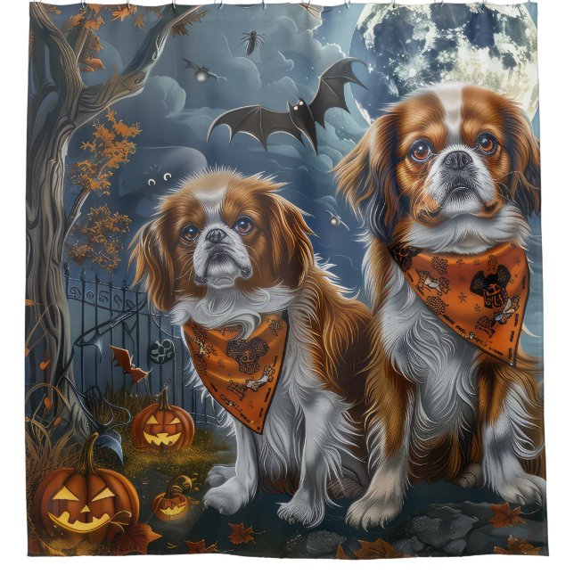 Tibetisch-Spaniel Halloween Spooky Duschvorhang (Vorderseite)