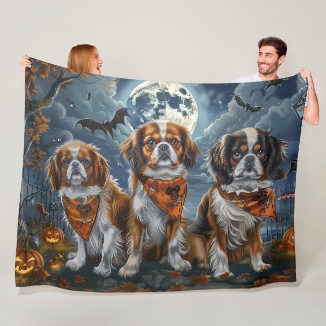 Tibetisch-Spaniel Halloween Spooky Fleecedecke (Beispiel)