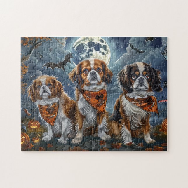 Tibetisch-Spaniel Halloween Spooky Puzzle (Horizontal)