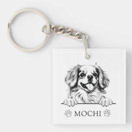 Tibetisch-Spaniel-Hunde Hand Zeichnend Personalisi Schlüsselanhänger