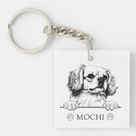 Tibetisch-Spaniel-Hunde Hand Zeichnend Personalisi Schlüsselanhänger