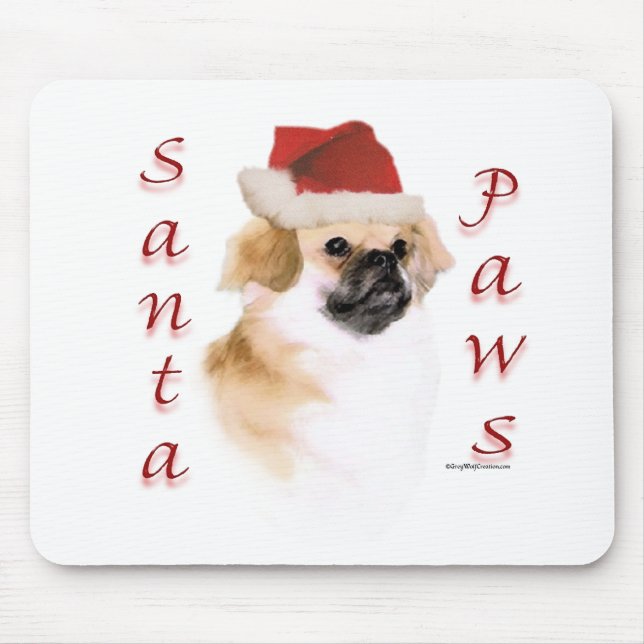 Tibetisch-Spaniel Santa Paws Mousepad (Vorne)