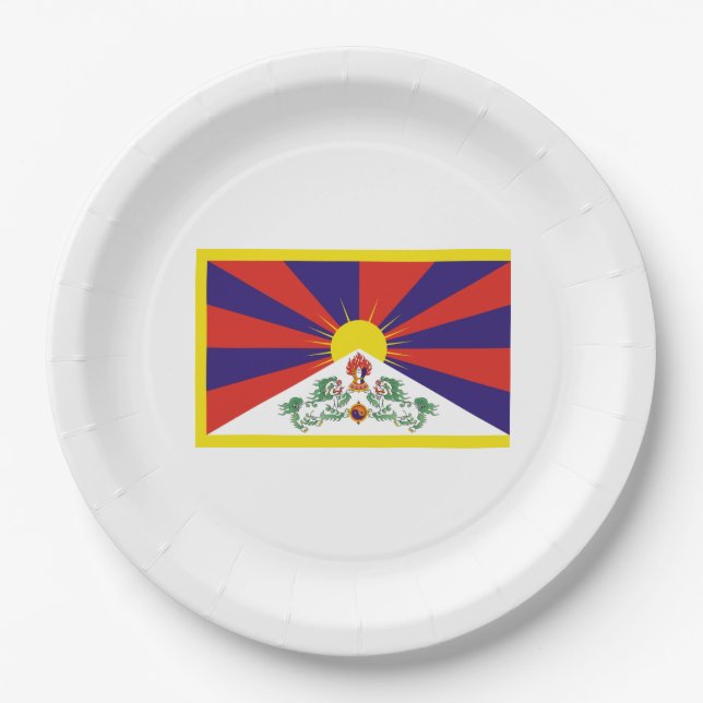 tibetische Flagge (Tibet) Pappteller (Vorderseite)