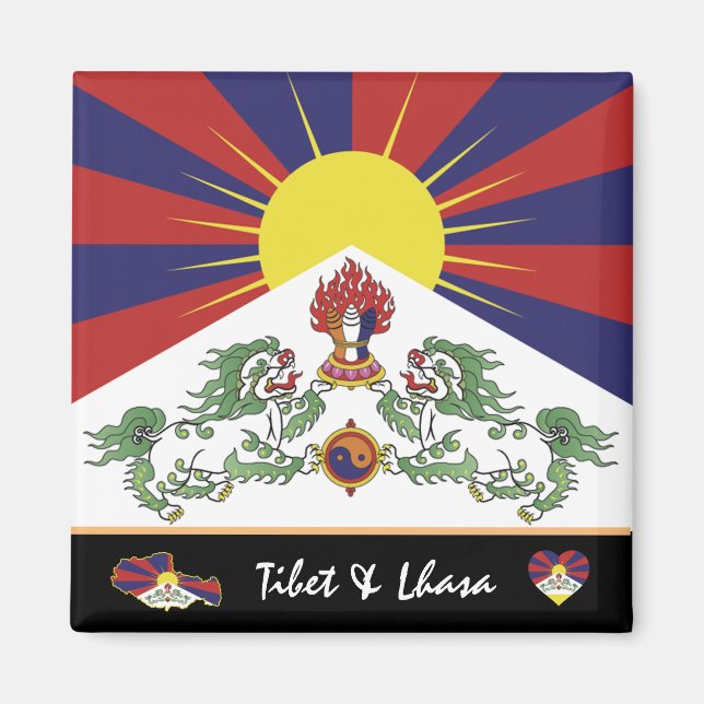 tibetische Flagge & Tibet - Reise Himalaya/Lhasa Magnet (Vorne)