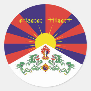 tibetische Flagge. Tibet Runder Aufkleber