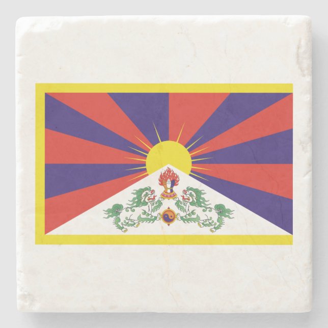tibetische Flagge (Tibet) Steinuntersetzer (Vorderseite)