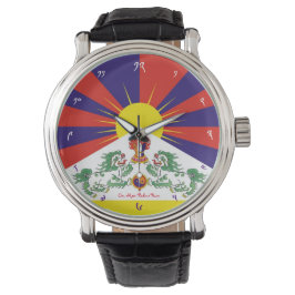 tibetische Flaggenüberwachung - Zeit für Tibet und Armbanduhr