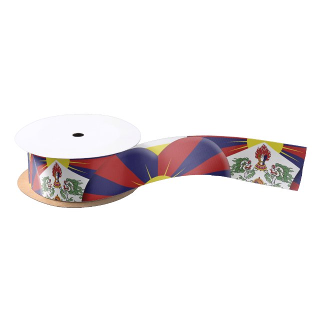 Tibetische Hearts und tibetische Flagge / Tibet Satinband (Spule)