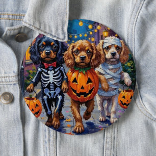 Tibetische Hunde Spaniens zu Halloween-Kostümen Button
