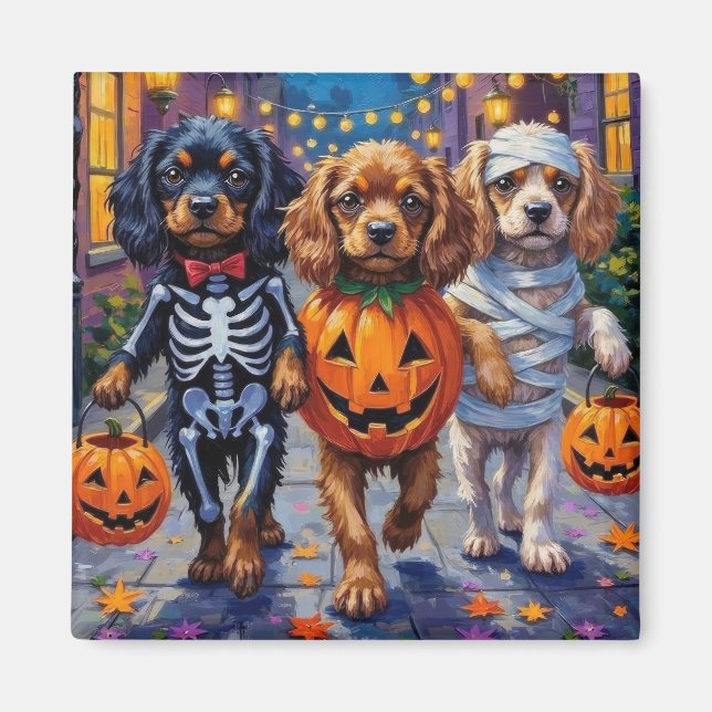 Tibetische Hunde Spaniens zu Halloween-Kostümen Magnet (Vorne)