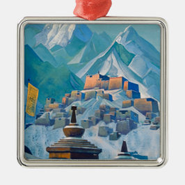 tibetische Landschaft im Himalaya-Gebirge Ornament Aus Metall