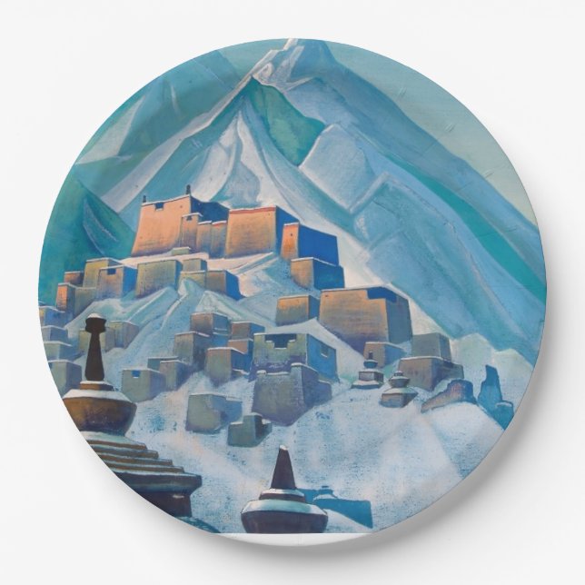 tibetische Landschaft im Himalaya-Gebirge Pappteller (Vorderseite)