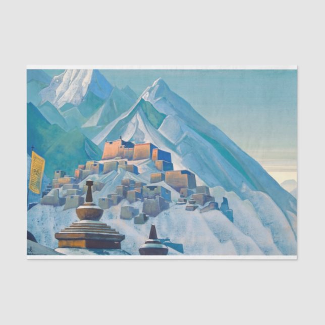 tibetische Landschaft im Himalaya-Gebirge Seidenpapier (Vorderseite)