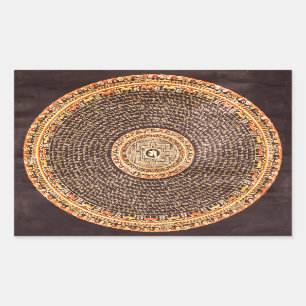 Tibetische Mandala-Kunst (Gold & Schwarz) Rechteckiger Aufkleber