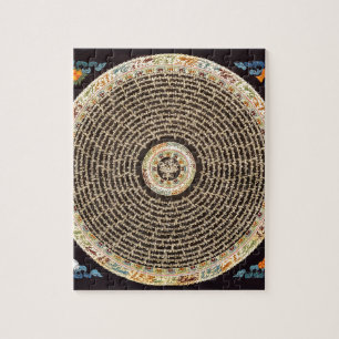 Tibetische Mandala-Kunst (Schwarz & Gold) Puzzle