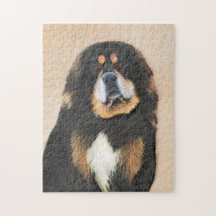 Tibetische Maskenmalerei - Niedliche Hundekunst Puzzle