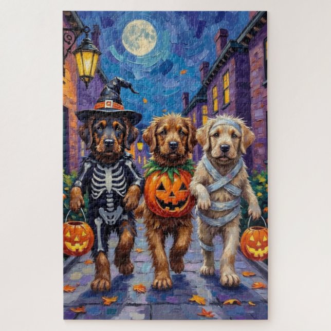 Tibetische Mastiff-Hunde zu Halloween-Kostümen Puzzle (Vertikal)
