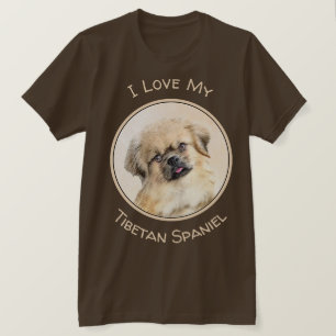 Tibetische spanische Malerei - Niedliche Hundekuns T-Shirt