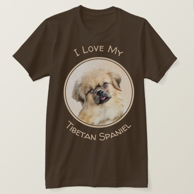 Tibetische spanische Malerei - Niedliche Hundekuns T-Shirt (Design vorne)