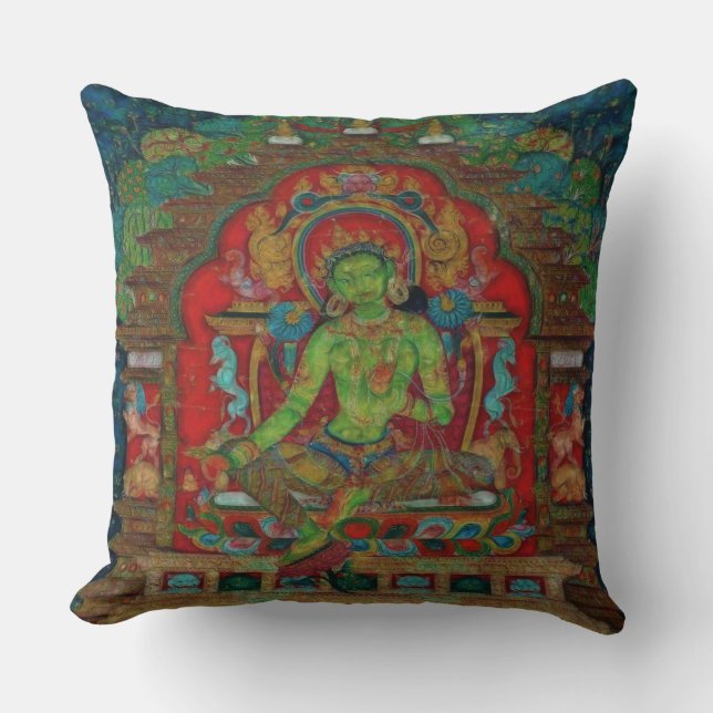 Tibetischer Buddhismus Green Tara Kissen (Vorderseite)